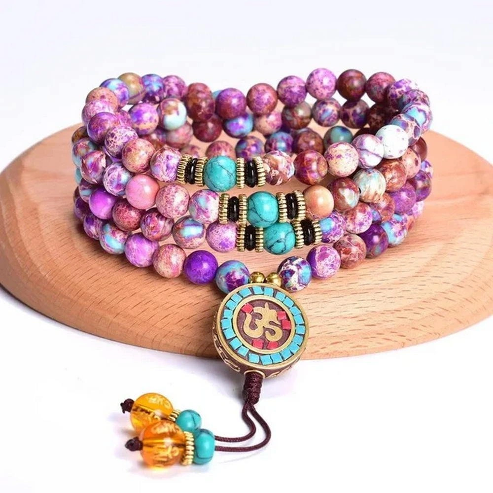 Natural Purple Imperial Jasper Mala